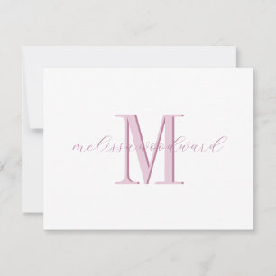 Tarjeta Pequeña Elegante Monograma moderno Nombre de guión inicial