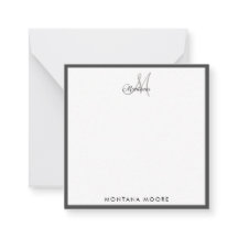 Elegante Monograma Moderno Simple Girly Negro