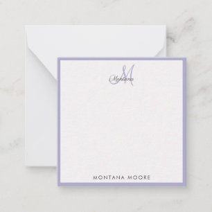 Tarjeta Pequeña Elegante Monograma moderno simple Girly Peri Púrpu