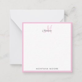 Tarjeta Pequeña Elegante Monograma Moderno Simple Girly Rosa