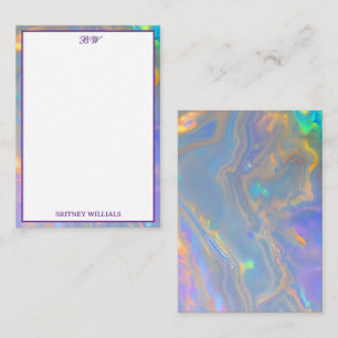 Tarjeta Pequeña Elegante monograma opal Stationery inicial
