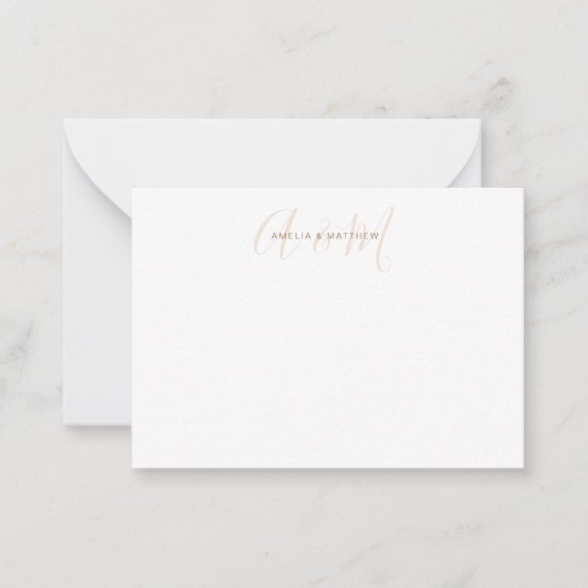 Tarjeta Pequeña Elegante Monograma Oro Blanco (Anverso)