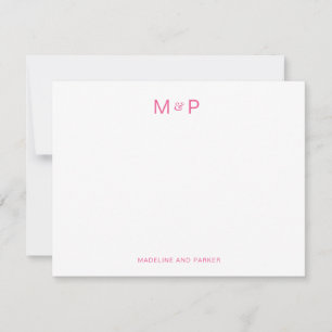 Tarjeta Pequeña Elegante Monograma Pareja Contemporáneo Rosa Calie