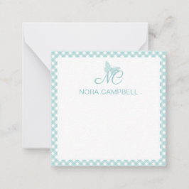Tarjeta Pequeña Elegante Monograma Pastel Turquesa Personalizado