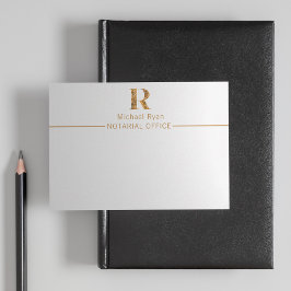 Tarjeta Pequeña Elegante Monograma Personalizado Blanco y Oro