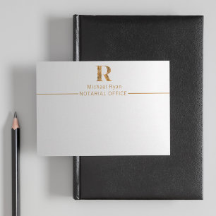Tarjeta Pequeña Elegante Monograma Personalizado Blanco y Oro