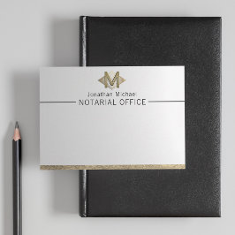 Tarjeta Pequeña Elegante Monograma Personalizado Blanco y Oro