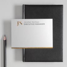 Elegante Monograma Personalizado Blanco y Oro