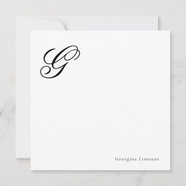 Tarjeta Pequeña Elegante Monograma Personalizado de Letra Script (Anverso)