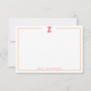 Tarjeta Pequeña Elegante Monograma Personalizado Letra 3D Inicial