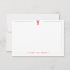 Tarjeta Pequeña Elegante Monograma Personalizado Letra 3D Inicial 