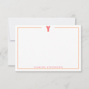 Tarjeta Pequeña Elegante Monograma Personalizado Letra 3D Inicial