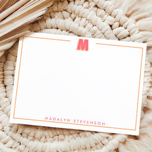 Tarjeta Pequeña Elegante Monograma Personalizado Letra 3D M Inicia