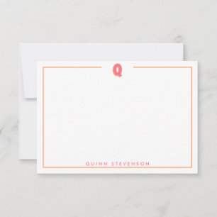 Tarjeta Pequeña Elegante Monograma Personalizado Letra 3D Q Inicia