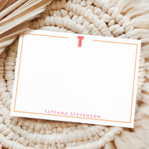 Tarjeta Pequeña Elegante Monograma Personalizado Letra 3D T Inicia