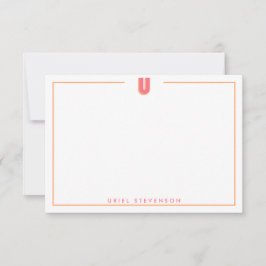 Tarjeta Pequeña Elegante Monograma Personalizado Letra 3D U Inicia