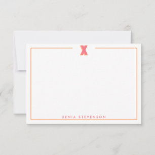 Tarjeta Pequeña Elegante Monograma Personalizado Letra 3D X Inicia