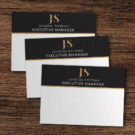 Tarjeta Pequeña Elegante Monograma personalizado negro y oro