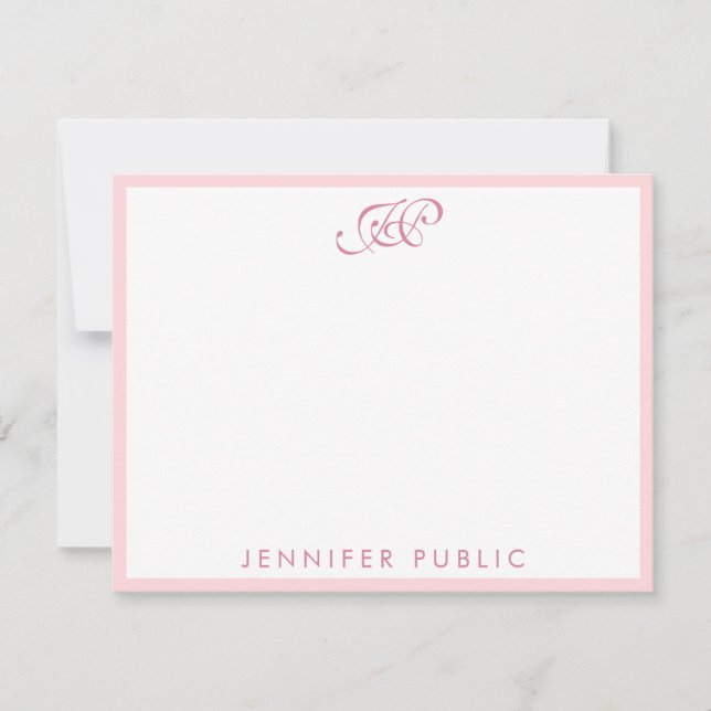 Tarjeta Pequeña Elegante Monograma Rubor de escritura caligrafiada (Anverso)