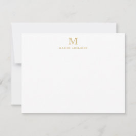 Tarjeta Pequeña Elegante Monograma Simple Faux Gold