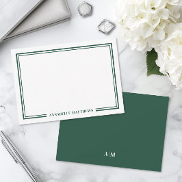 Tarjeta Pequeña Elegante Monograma Verde Esmeralda