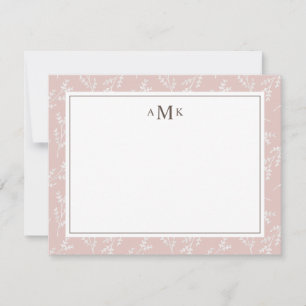 Tarjeta Pequeña Elegante Monogramado Botánico Rubor