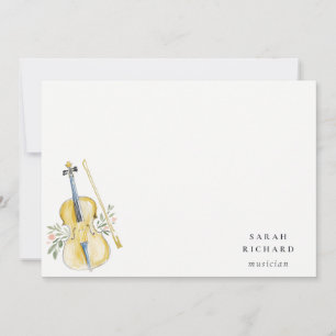 Tarjeta Pequeña Elegante Músico de Violín al Agua Música Profesor