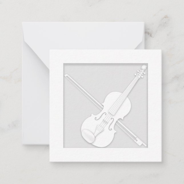Tarjeta Pequeña Elegante músico de violín de papel blanco (Anverso)