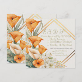 Tarjeta Pequeña Elegante Naranja moderno y Ivory Calla Lily RSVP