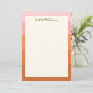 Tarjeta Pequeña Elegante Naranja rosa Abstract Stripes Script Name