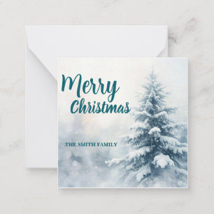 Tarjeta Pequeña Elegante Navidad Xmas invierno bosque de pinos