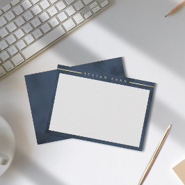 Tarjeta Pequeña Elegante Navy Blue Gold Detail Profesional