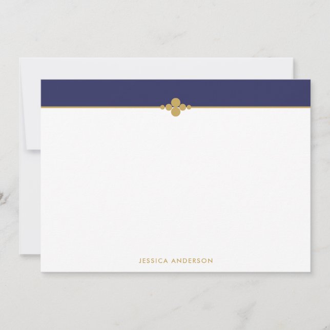 Tarjeta Pequeña Elegante Navy Blue Gold Personalizado (Anverso)
