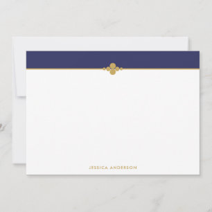 Tarjeta Pequeña Elegante Navy Blue Gold Personalizado