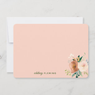 Tarjeta Pequeña Elegante Neutral Boho Watercolor Floral Personal N