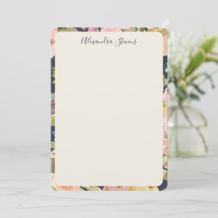 Tarjeta Pequeña Elegante nombre con guión personalizado de flores