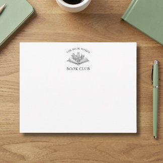 Tarjeta Pequeña Elegante Nombre de Club de Lectura Floral