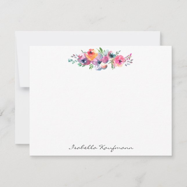 Tarjeta Pequeña Elegante nombre de escritura floral acuática moder (Anverso)