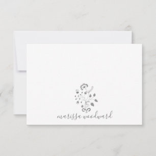 Tarjeta Pequeña Elegante nombre de guión de vino floral