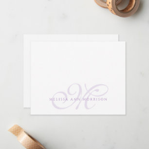 Tarjeta Pequeña Elegante nombre de guión Lavendar Monograma