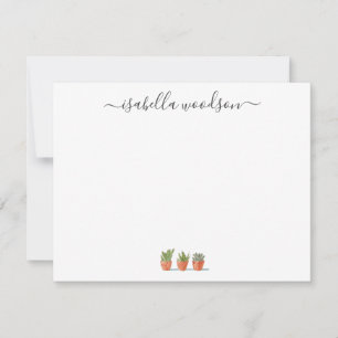 Tarjeta Pequeña Elegante Nombre de Script Suculent Cactus