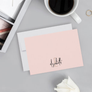 Tarjeta Pequeña Elegante Nombre Monograma Guión dorado rosado