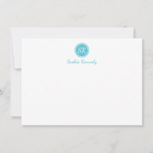 Tarjeta Pequeña Elegante Ocean Blue Script Monograma Profesional