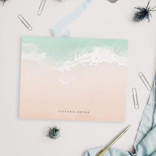 Tarjeta Pequeña Elegante ola abstracta Stationery personalizada (Elegant abstract wave Personalized Stationery Note Card)