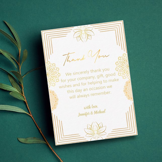 Tarjeta Pequeña elegante oro indio geométrico gracias boda (Subido por el creador)