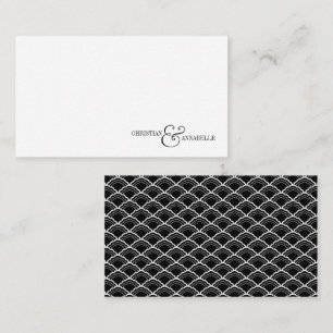 Tarjeta Pequeña Elegante Pareja Boda de vieira negro