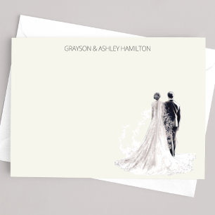 Tarjeta Pequeña Elegante pareja de bodas de época
