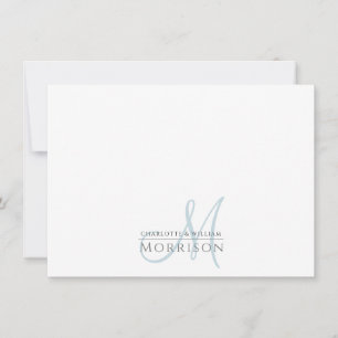 Tarjeta Pequeña Elegante Pareja de Monograma Azul Muerto
