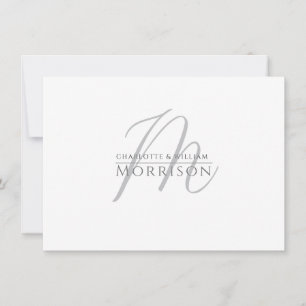 Tarjeta Pequeña Elegante Pareja de Monograma Gris Negro Muerto Mod