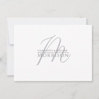 Tarjeta Pequeña Elegante Pareja de Monograma Gris Negro Muerto Mod
